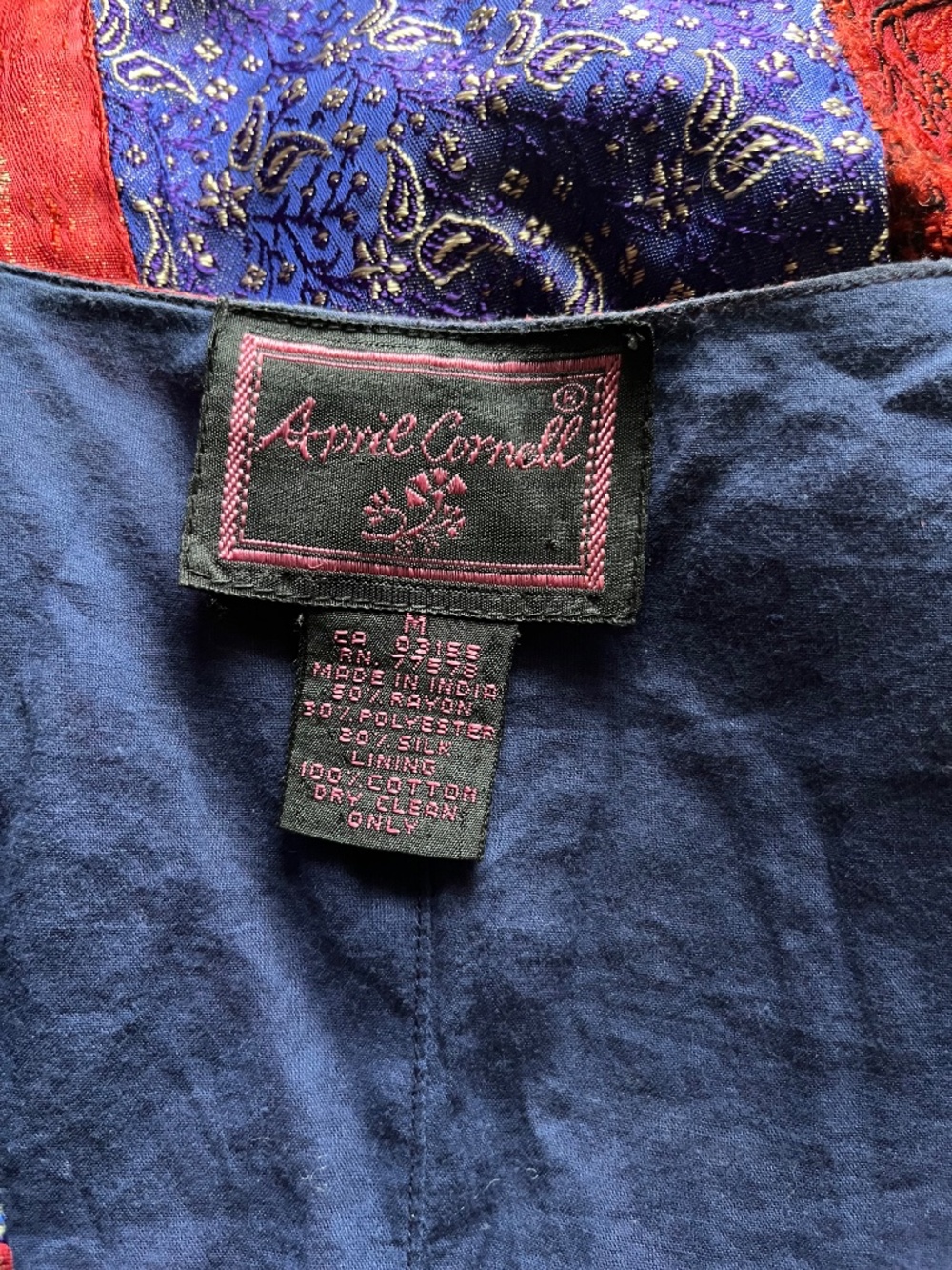 April Cornell patchwork vest, vintage, Sz M - Picture 3 of 5